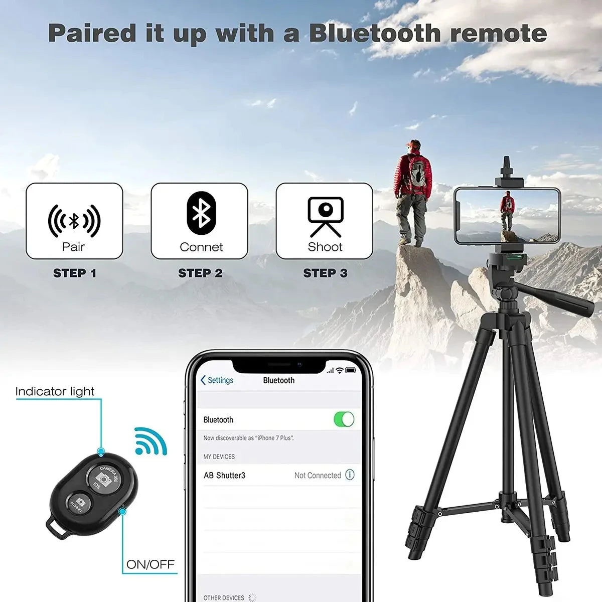 Tripod Stand with Bluetooth Remote